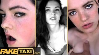 Fake Taxi - 18yr teen brunette with freckles and petite body cums on a very big cock