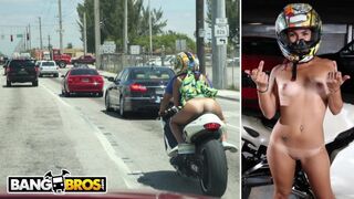 Sexy - Big Booty Latin Babe Sophia Steele Rides A Motorcycle & A Cock
