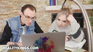 Real Sexy - Jasmine Wilde Strokes David Lee's Dick Under The Table While Everybody Is Studying