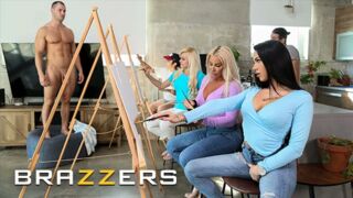 Robbin Banx & MJ Fresh Are Attending A Sip & Paint Class But They Can't Get Their Eyes Off The Model's Cock - Sexy