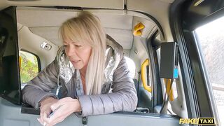 Hot Taxi GILF has no cash to pay the driver so she fucks him for payment