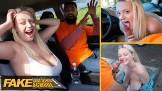 Hot Driving School - Big natural tits blonde hardcore sex and facial after near miss with Hot Taxi