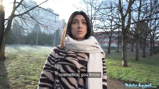 Public Sex Beautiful Brunette Biology Student Cums Over a Stranger Cock