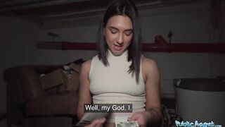 Public Sex Beautiful Brunette Biology Student Cums Over a Stranger Cock