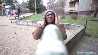 Public Sex Ale Danger demonstrating how far she can deepthroat a big fat cock