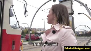 European pickedup beauty takes cum in mouth