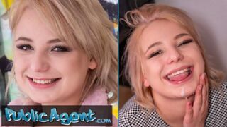 Public Sex Short hair blonde amateur teen with soft natural body picked up as bus stop and fucked in a basement