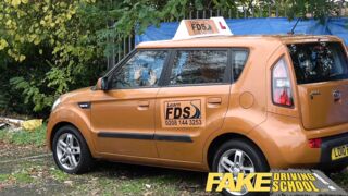 Hot Driving School young ebony learner enjoys creampie for