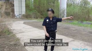 Public Sex Blonde runs from Police after fucking outdoors
