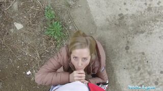 Public Sex Blonde runs from Police after fucking outdoors