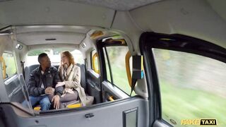 Hot Taxi British Redhead Lenina Crown and a Big Black Cock