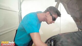 Sex Originals - Redhead girls get down and dirty at the garage with young mechanic