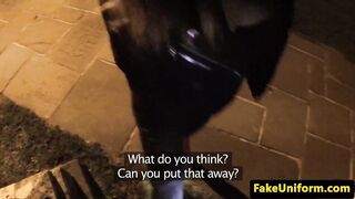 Stockinged euro pussyfucked outdoors by cop