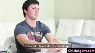 Cocksucking casting agent tastes amateurs cum