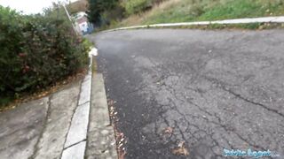 Public Sex Cute Blonde Russian babe fucked through tights