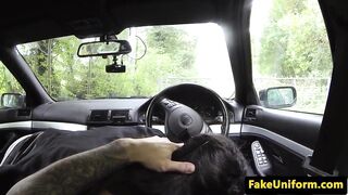 Pickedup black latina blows officer cock POV