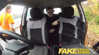 Hot Driving School Pigtailed cutie gets a face full of cum