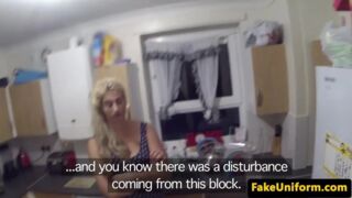 Busty english bird doggystyled by british cop