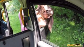Hot Taxi Sexy Brunette Princess Jas and her big tits fucked