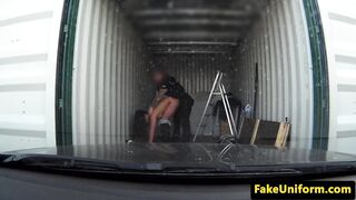 British babe doggystyled outdoors by cop