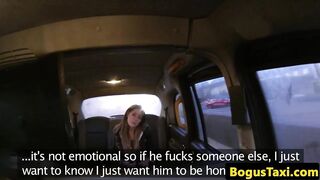 Big tit amateur fucks and sucks cock in taxi