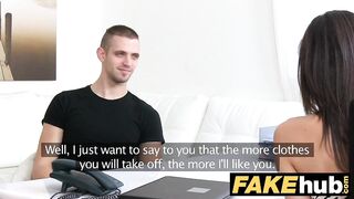 Female Sex Slim agent loves being covered in warm cum