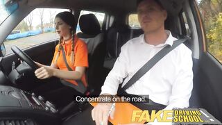 Hot Driving School loves her big natural young tits pov