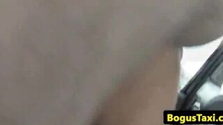 Busty deepthroater sprayed with cabbie cum