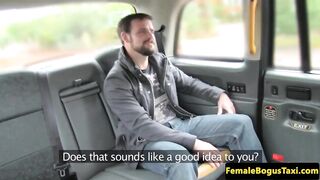 Busty uk cabbie sucks and titfucks passenger