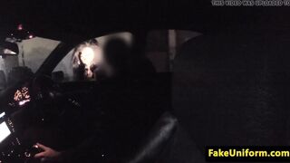 Ebony british babe cockriding cop before cum