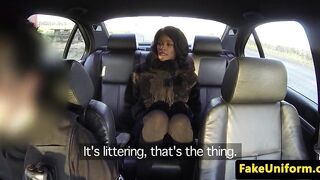 Pulled busty uk babe analized in police car