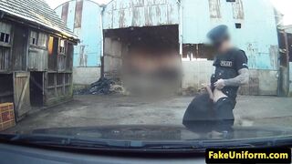 Pulled busty uk babe analized in police car