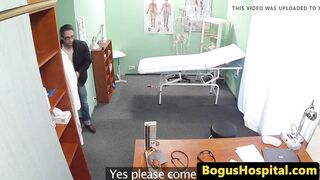 Guy pussyfucks nurse to give a sperm sample