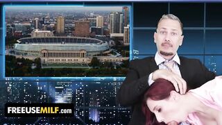 ChannelSkeet Breaking News - Male News Anchor FreeUse Bangs His Redhead Colleague & 18yo Protester