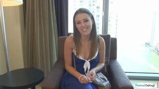 Beautiful casting babe gets POV drilled