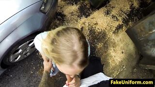 Pulled Britt outdoor fucked by crooked cop