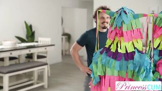 Naughty Stepsis Molly Little & Lana Smalls Invite Stepbro to beat their Piñata Pussies