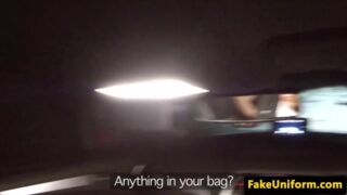 British babe doggystyled outdoors by cop