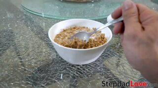 Naughty stepdaughter Shae Celestine blasted with jizz
