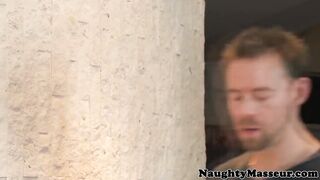 Bootyful assfucked massage babe facialized