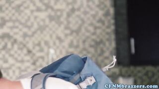 Bridgette B and Nikki Benz drool on cock