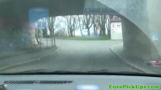Pulled female taxi driver sucking cock