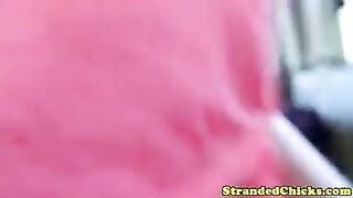 Hitchhike blonde getting fucked by lucky driver