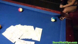 Picked up teen playing pool topless