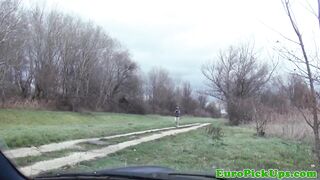 Real picked up amateur flashes her pussy
