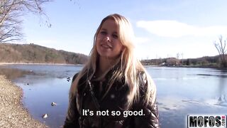 Euro Blonde Bangs Outdoors video starring Nikky Dream