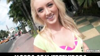 Newly single blonde girl runs into her old friend