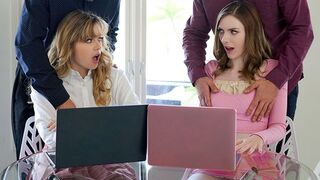 Swap - Naughty Teens River Lynn and Celestina Blooms Disciplined By Stepdads For Bad Grades