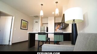 Stepson Eats Latina Step Mom's Pussy While She Folds Laundry