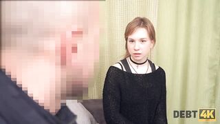 Debt4k. Poor girl Alice Klay loves cool gadgets and pays with pussy